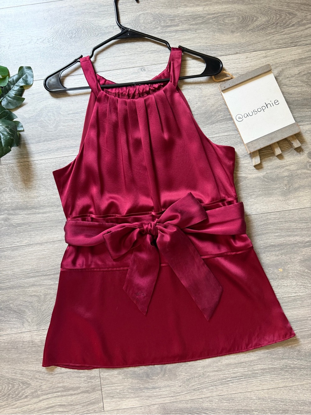 Ann Taylor Holiday 100% Silk Satin Pleated Halter Top w Side Zip. Size 12 NWT!